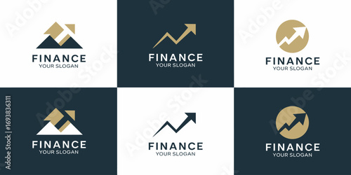 Finance Growth Arrow and Mountain Logos investment