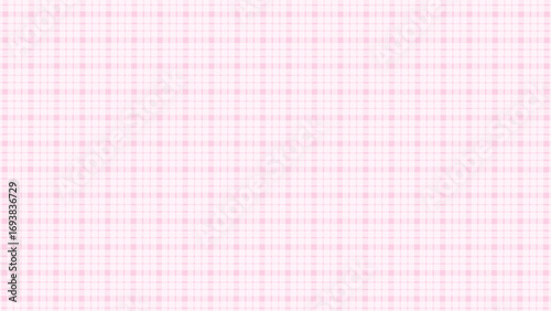 Pink and white plaid fabric texture background. Seamless pattern checkered wallpaper.	