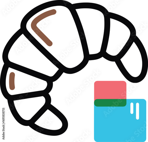 Fresh croissant icon with modern colorful design, perfect for bakery or cafe branding