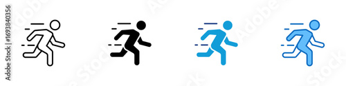Fast Motion Multiple Style Icon Vector Design - Running person with motion lines, representing speed, energy, fast performance, or agility