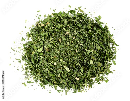 Pile of finely chopped green herbs