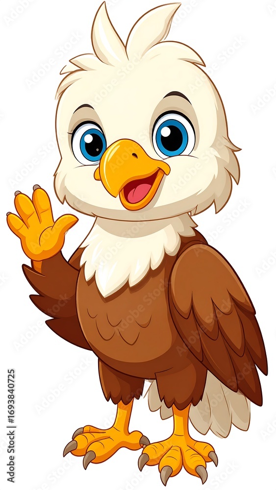 Naklejka premium Cute baby eagle waving hello