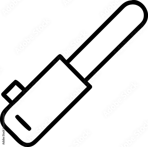 Minimalist vector icon of a chainsaw, representing forestry, lumberjack work, and industrial cutting tools on a white background