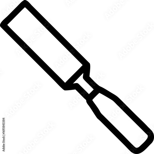 Simple hand-drawn outline of a versatile spatula, an essential tool for various tasks from cooking to crafting, featuring a clear handle and flat blade design