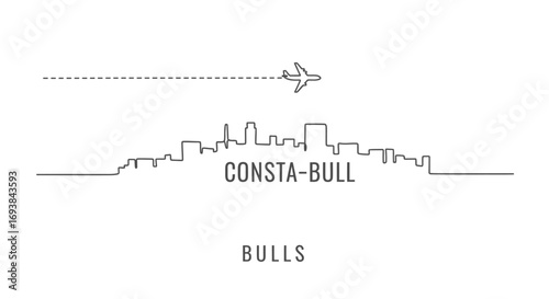 City Skyline Airplane Minimal Vector Design.