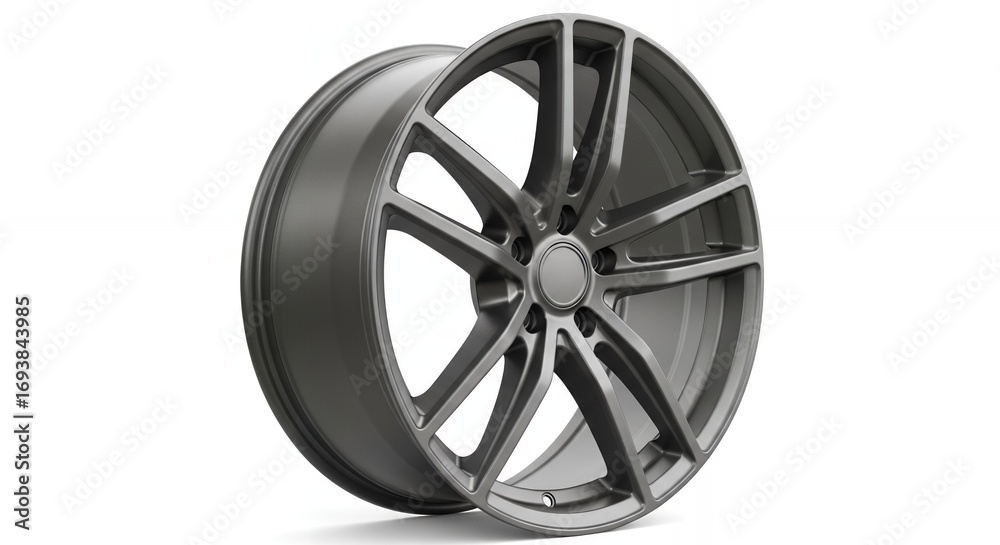 Obraz premium Sleek modern alloy wheel with intricate spoke design, perfect for car customization and automotive projects