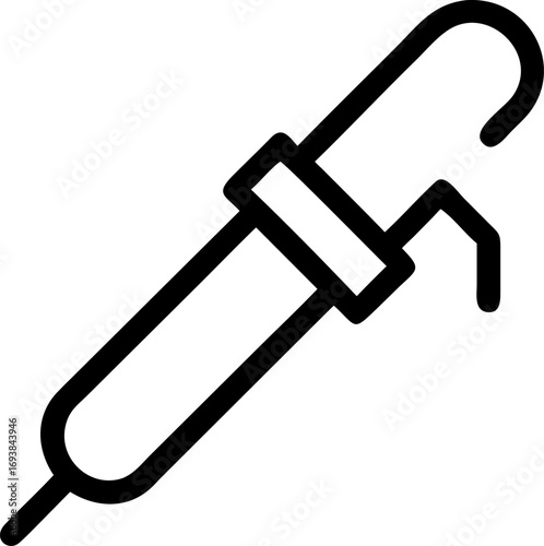 Simple line art icon of a soldering iron, a vector symbol for electronics repair, technology, and workshop projects