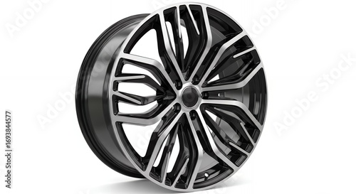 Sleek modern alloy wheel showcases dynamic design for automotive customization and performance upgrades