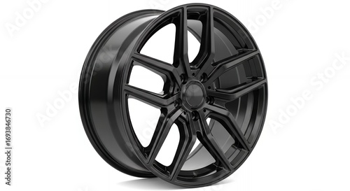 Sleek black alloy wheel design for luxury vehicles and automotive marketing campaigns