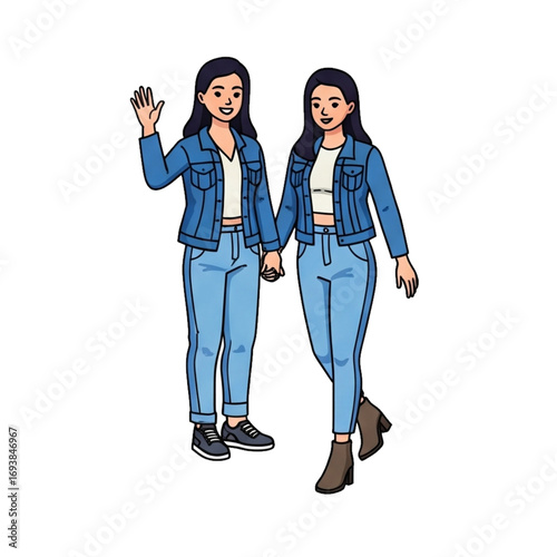 two young women in casual clothes