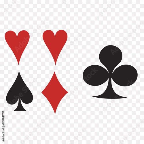 Three playing cards falling in sequence with different suits