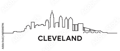 Cleveland Ohio Line Art skyline silhouette. Black Cleveland city design. with white background
