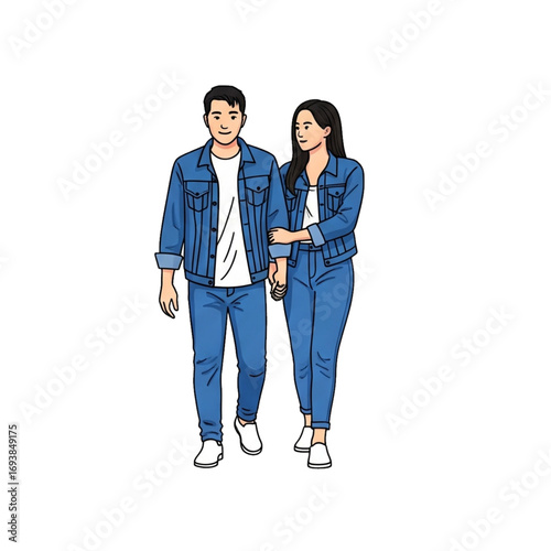 happy young couple standing together isolated
