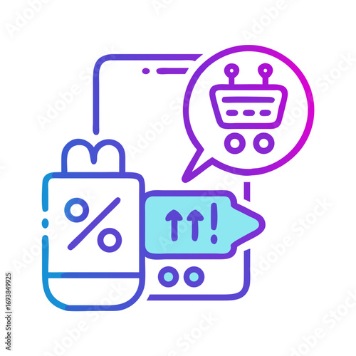 Modern E-commerce Illustration with Shopping Cart and Promotion Icons