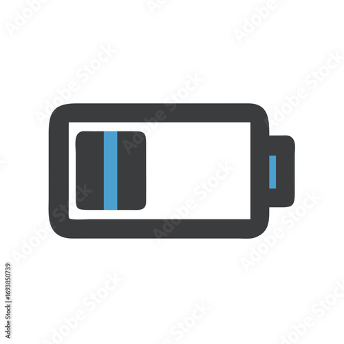 Low battery symbol icon concept with single bar, flat design on black background
