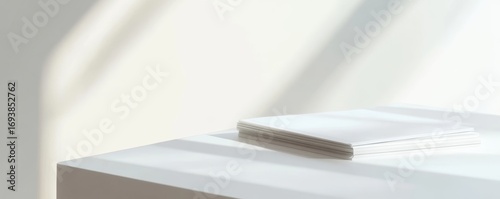 Minimalist White Interior with Soft Lighting and Shadows