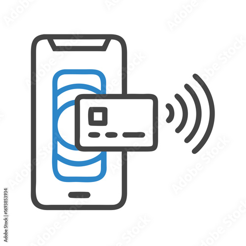 Mobile contactless payment concept with smartphone and credit card in minimalist style
