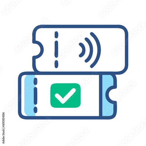 Digital tickets vector illustration showing a mobile pass with a checkmark icon