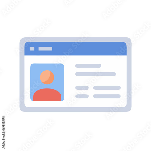 Minimalist profile card illustration for website user interface or app design template