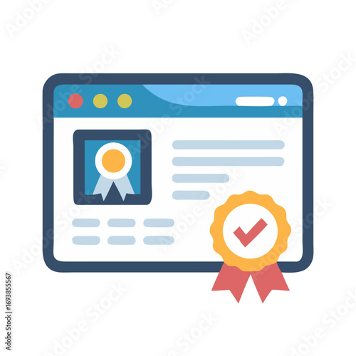 Webpage with certification badge showing content validity and quality assurance online