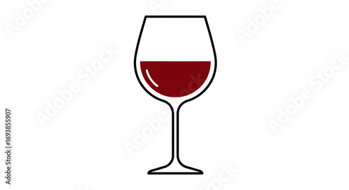 Elegant Red Wine Glass Illustration, Vector Graphic on White Background