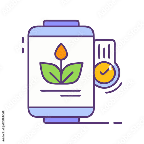 Phone app design featuring plant growth tracking with time management interface element