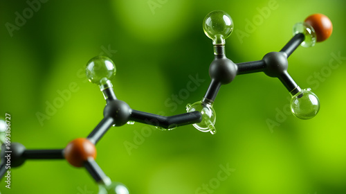 Close up of salicylic acid molecule on green background