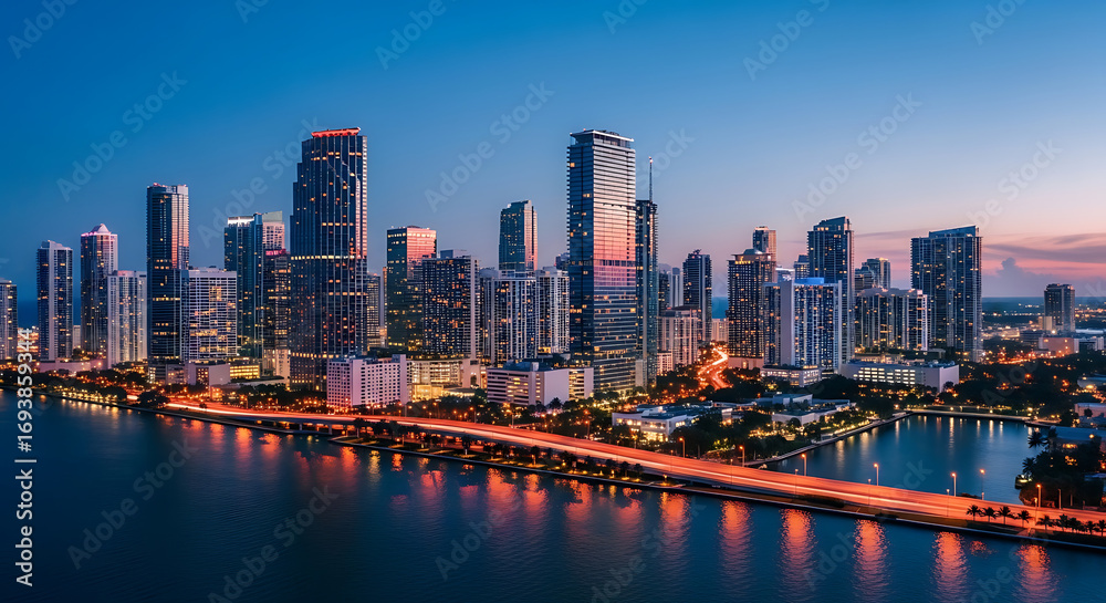 Obraz premium Miami Skyline at Dusk