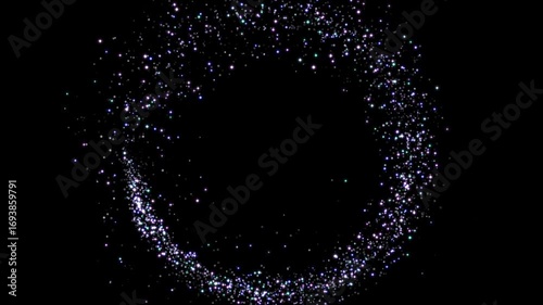 Cartoon magical sparkles moving in circular motion on black background animation. (loop)