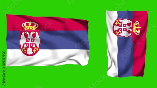 Serbia Flag Waving Green Screen Video Animation Isolated on Chroma Key Background