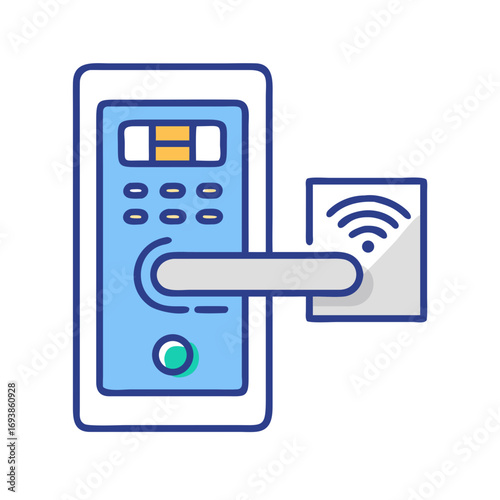Modern digital door lock with RFID card for secure access control in a minimalist design