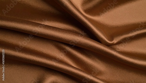 Smooth, rich brown satin fabric drapes