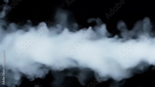 Fog wall moving horizontally across the frame, fully in frame, seamless wipe transition effect, cinematic atmosphere, smooth continuous edges, usable for VFX.