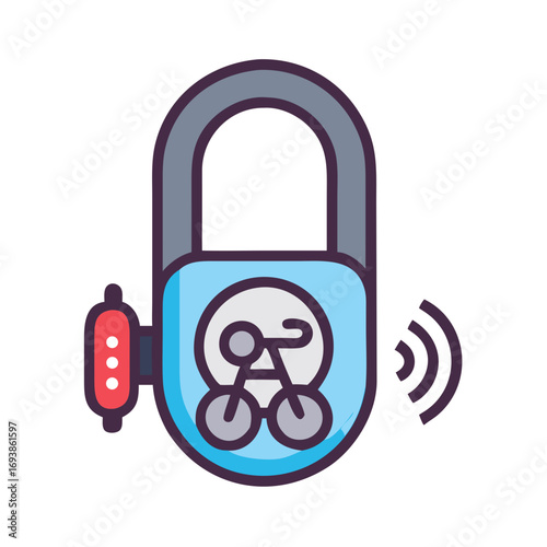 A smart bicycle lock with wireless connectivity, featuring bike icon inside the lock face