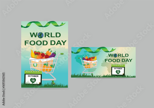 World Food Day concept. world food day october 16 Vector Illustrator creative artwork with light backgrounds. Graphic resource design for flyer, poster, banner, social media post, and web.