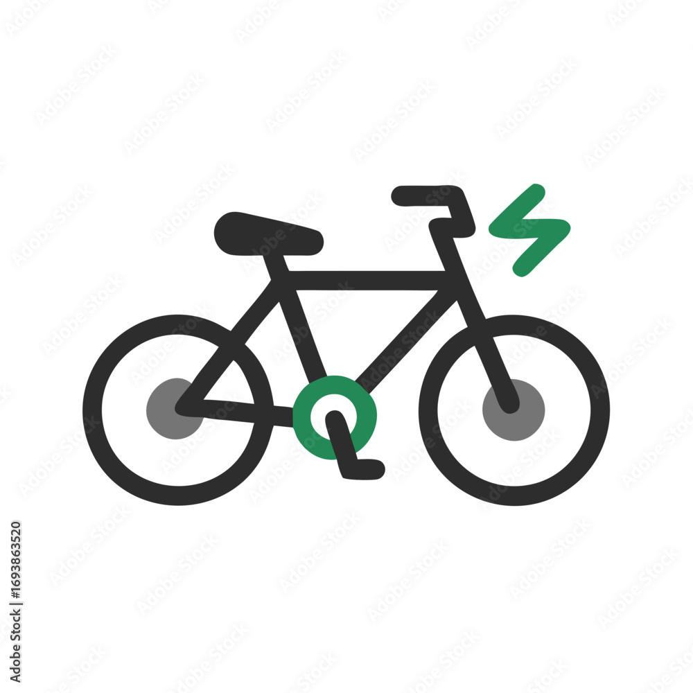Fototapeta premium Electric Bicycle Vector Illustration on a Black Background Representing Eco-Friendly Transportation