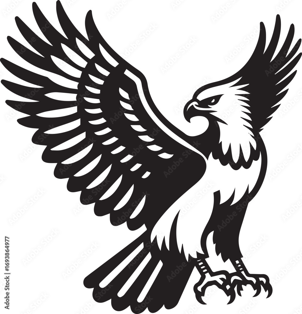Fototapeta premium Harpy Eagle Vector in black and White