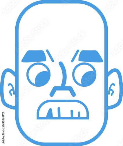 Minimalist Vector Illustration of an Angry Person's Face