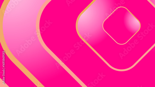 Vibrant pink abstract background featuring rounded squares and lines. The design offers a modern, dynamic feel suitable for various creative projects and graphic applications.