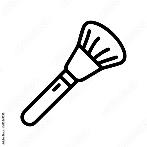 Minimalist black outline vector icon of a makeup brush, symbolizing cosmetics, beauty, and personal care. Isolated on a transparent background