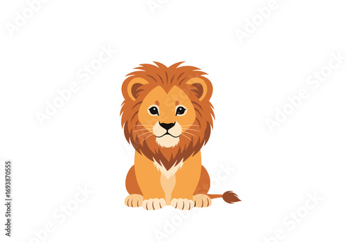 Cute sitting lion cartoon character jungle animal king of the jungle mascot illustration