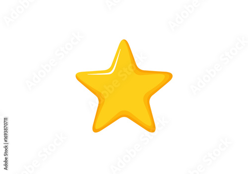 A single gleaming golden star isolated on a pure white background representing success and excellence in simple design