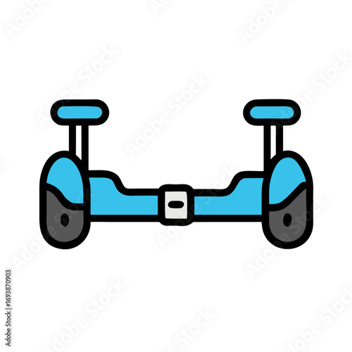 Isolated blue self-balancing scooter against black background graphic for modern mobility transportation