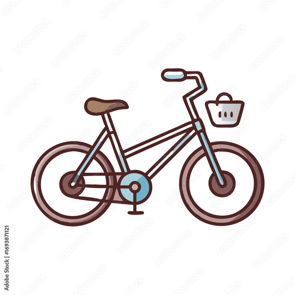 Fototapeta premium Stylized Bicycle Illustration with Basket on Black Background, Simple and Clean
