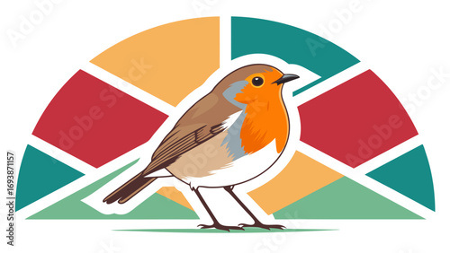 Colorful Vector Illustration of a European Robin.