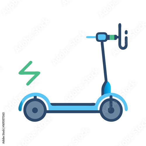 Electric scooter on black background, environmentally friendly transportation, modern urban mobility icon, e-scooter concept