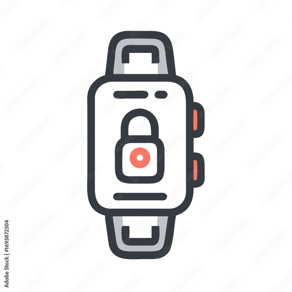 Fototapeta premium Smartwatch with security lock icon displayed on the screen representing data protection and device security