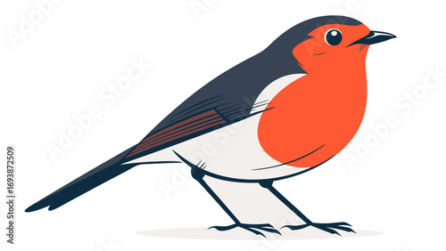 Stylized Illustration of a European Robin Bird 1.