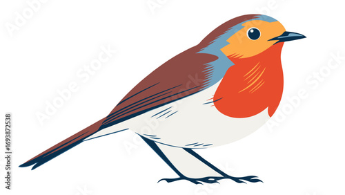 Stylized Illustration of a European Robin Bird.