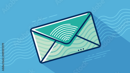 Vector Illustration of a Teal and White Envelope.